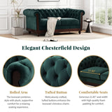 VIVALUX 59.44" Chesterfield Velvet Loveseat Sofa,2-Person Rolled Arm Dutch Plush Upholstered Sofa N762P178705F