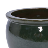Handmade Dark Green Glazed Ceramic Planter Set of 3, 15/12/9 Inch Diameter, Solid Glossy Finish, for W3273P321543