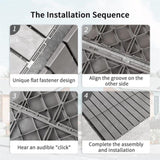 Patio Interlocking Deck Tiles, 12"x12" Square Composite Decking Tiles, Four Slat Plastic Outdoor W1859111967