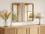Anti-Fog Bathroom Wall Mirror 28" x 32" Shatterproof Mirror with Rectangular Metal Frame, Gold 12979712