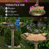 Bronze bird bath feeder with flowerpot base 90641002