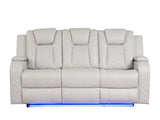 BENZ LED & Power Reclining Sofa Made With Faux Leather in Ice G150109055