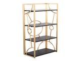 Contemporary Bookcase in Gold Metal and Black Wood B202P223883