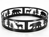 40in Fire Ring, Bear Pattern, Round, Iron 77366854