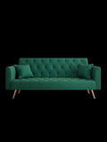 71 inch convertible love seat sofa, American retro green velvet, suitable for small living room, W165880949