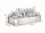 4' x 2' x 1' Galvanized Raised Garden Bed for Patio Herb Gardening, Sturdy Metal Planter Box 95807559