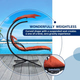 ZNTS Hanging Chaise Lounger with Removable Canopy, Outdoor Swing Chair with Built-in Pillow, Hanging W2505P151713