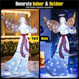 5ft Pre-Lit Christmas Angel Decor - 120 Cold White LEDs, IP44 Waterproof, MetalMesh Fabric 09613189