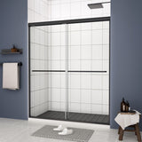 ZNTS Bypass shower door, sliding door, with 1/4" tempered glass and Matted black finish W2122131032