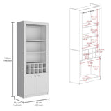 Nero 74-Inch Tall Bar Cabinet 4-Tier Modern Bar Cabinet with Glass Holder Stemware Rack, Wine B200P188834