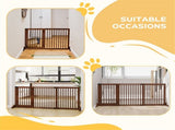 Freestanding Wooden Pet Gate, Length-Adjustable 3-Panel Gate with Lockable Door for Dogs & Cats 41147115