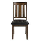 Dark Brown Cherry Finish 5pc Dining Set Table with 4 Chairs Black Faux Leather Upholstery Wooden B011P170669