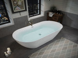 55" Acrylic Freestanding Bathtub, Oval Deep Soaking Bathtub with Center Pop-up Drain & Integrated W1920P386230