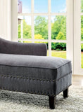 Gray Fabric Chaise / Bench Nailhead Trims Pillow Plush Comfort 1pc Chaise Living Room Furniture B011P305692