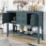 Series Ample Storage Vintage Console Table with Four Small Drawers and Bottom Shelf for Living 11248622