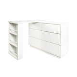 L Shaped Computer Desk with Drawers, Modern Corner Home Office Desk with Reversible Storage Cabinet, W331P286247