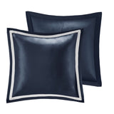 8 Piece Jacquard Comforter Set Navy/Silver Cal King B035128891