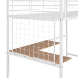 ZNTS Twin Metal Loft Bed with Desk and Metal Grid,White 23730514