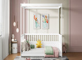 Full Size Canopy Bed Frame with Guardrails for Kids,Floor Bed Full with Four Poster Design,Kids W1858P252840
