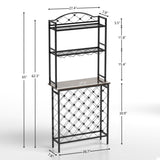 ZNTS Industrial Wine Rack Bar Table, 3-Tier Liquor Bottle Glass Holder with Storage Shelves, Metal W2167P202388