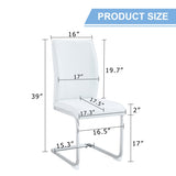 Luxury Simple Arch Chair - Set of 4 White PU Material High Resilience Dining Chair with Arched Metal W1151P154858