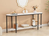 Console Table 2 Tier Narrow Entryway Table with Storage Shelves Faux 15845254