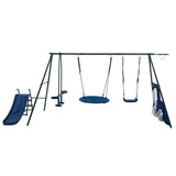 ZNTS XNS052 grey and blue interesting six function swingset with net swing metal plastic safe swing set W1711142347