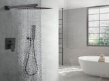 Matte black shower system 12 inch Brass Bathroom Deluxe rain mixed shower combination set wall KE-3803-BN