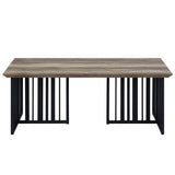 Antique Oak and Black Coffee Table with Metal Base B062P209139