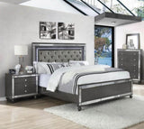 1Pc Glam Contemporary Style 5-Drawer Chest Storage Drawers w Mirror Plating Tapered Legs Gray Finish B011P222478