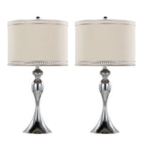Ashland 27" Contemporary Metal Table Lamp in Polished Chrome and Cream Linen Shade with Trim from B202P224092