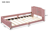 Twin Size Upholstered Daybed with Classic Stripe Shaped Headboard, Pink WF308905AAH