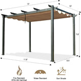 ZNTS Aluminum Retractable Pergola with Sun Shade Patio Gazebo with Weather-Resistant Canopy for Backyard W1859110168