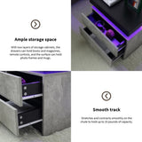 Nightstand LED Bedside Table Cabinet Lights Modern End Side with 2 Drawers for Bedroom W2178138727