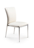 Contemporary Faux Leatheratte Side Chair Set of 2, Soft White Color B091P183410