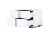 Elegant Nightstand with Metal Foot, Mirrored Bedside Table with 2 Drawers for Bedroom, Living Room, 62606640