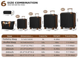 Luggage Sets 6 Piece with Duffel Bags, Hardside Expandable Suitcases with Spinner Wheels TSA Lock, W3412P390446