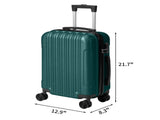 ABS Trolley Case 20in 24in 28in 3PCS Suitcase Set Vertical Striped Frosted Case Suitcase Dark Green 24610755