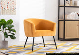 ZNTS Luxurious Design 1pc Accent Chair Yellowish Orange Velvet Clean Line Design Fabric Upholstered Black B01166685