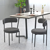 Grey Boucle Dining Chairs Set of 2,Mid-Century Modern Curved Backrest Chair,Round Upholstered W2533P170094