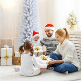 7 Feet White Artificial Christmas Pencil Tree with Folding Metal Stand 87508550