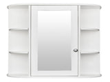3-tier Single Door Mirror Indoor Bathroom Wall Mounted Cabinet Shelf White 48311781