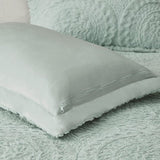 Full/Queen Embroidered Medallion Faux Fur Ultra Plush Comforter Mini Set B03597230