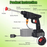 Cordless Pressure Washer 400PSI, 300W Portable Power Washer with 2 Nozzles & Foam Bottle, 1200mAh 90097827