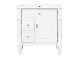 24 Inch Bathroom Vanity with Sink, White Freestanding Bathroom Cabinet with Flip Drawer, Adjustable 73286222