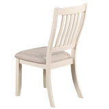 ZNTS White Classic 2pcs Dining Chairs Set Rubberwood Beige Fabric Cushion Seats Slats Backs Dining Room B011120833