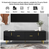 ZNTS U-Can Modern TV Stand with 5 Champagne Legs - Durable, Stylish and Spacious, TVs Up to 75'' WF300599AAB