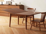 Foldable Extendable Dining Table, Solid Rubber Wood Kitchen Table with Drop Leaf, Mid-Century W3101P577357