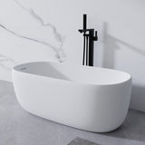51'' Freestanding Bathtub Resin Stone Soaking Bathtub Solid Surface Modern Tubs with Overflow and W2753P191225