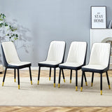 Modern Two-Tone PU Dining Chairs - White and spliced chairs With Gold Decorated Legs.White and W1151P217981